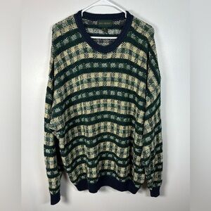 Vintage 90s Hill & Archer Grandpa Basketweave Knit Sweater size XL